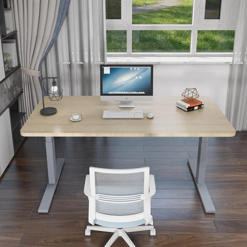 160cm Standing Desk Height Adjustable Sit Stand Motorised White Dual Motors Frame White Top