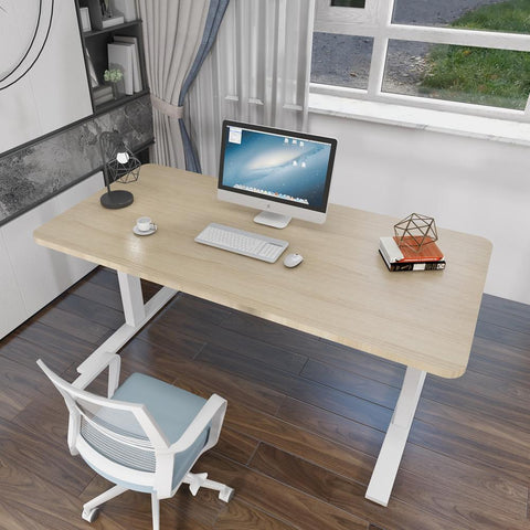 120cm Standing Desk Height Adjustable Sit Grey Stand Motorised Single Motor Frame Birch Top