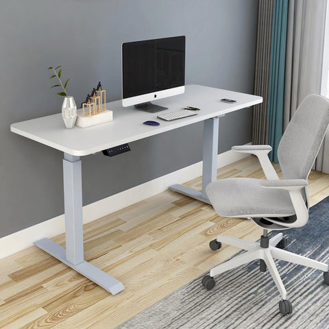 120cm Standing Desk Height Adjustable Sit Grey Stand Motorised Single Motor Frame White Top