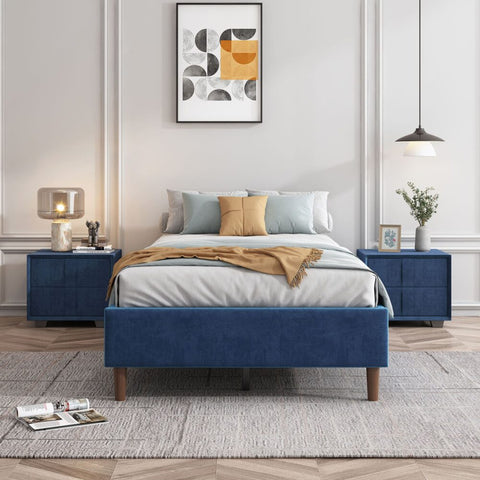 Velvet Blue Bed Frame- Single