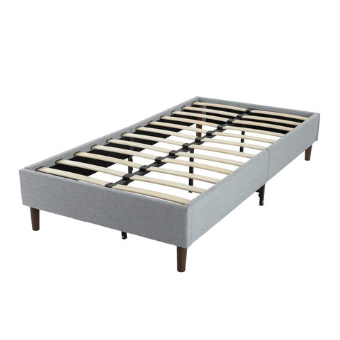 Bedframe with Wooden Slats (Light Grey) - Single