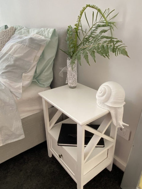 2-tier Bedside Table with Storage Drawer 2 PC - Rustic White