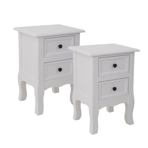 French Bedside Table Nightstand White Set of 2