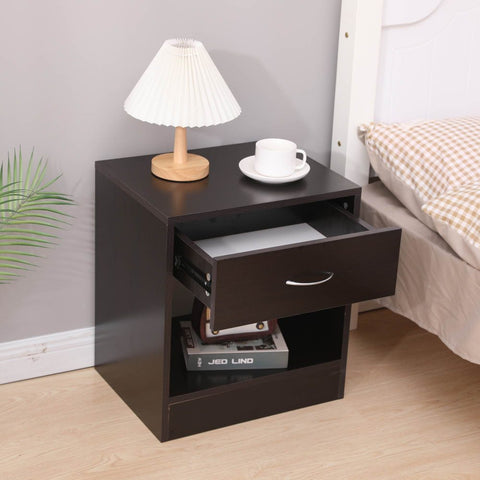 Dandi Bedside Table Nightstand with Drawer Set of 2 Brown