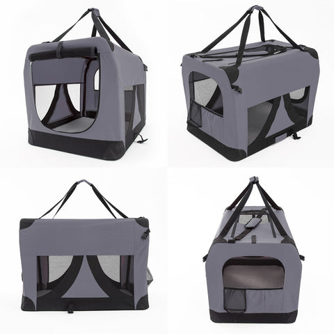 Paw Mate Grey Portable Soft Dog Cage Crate Carrier L