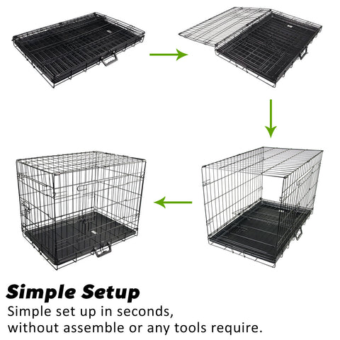 Paw Mate Wire Dog Cage Crate 48in with Tray + Cushion Mat + Blue Cover Combo