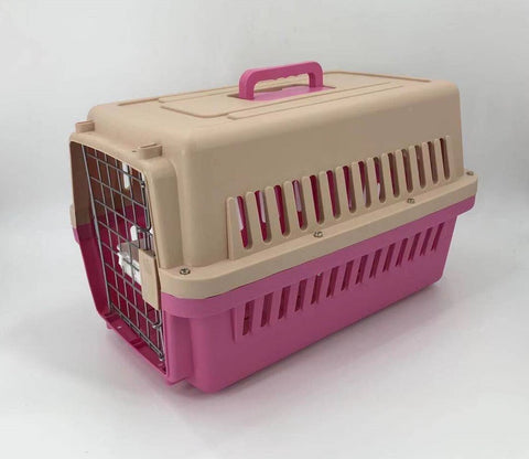 YES4PETS Medium Dog Cat Crate Pet Carrier Airline Cage With Bowl & Tray-Pink