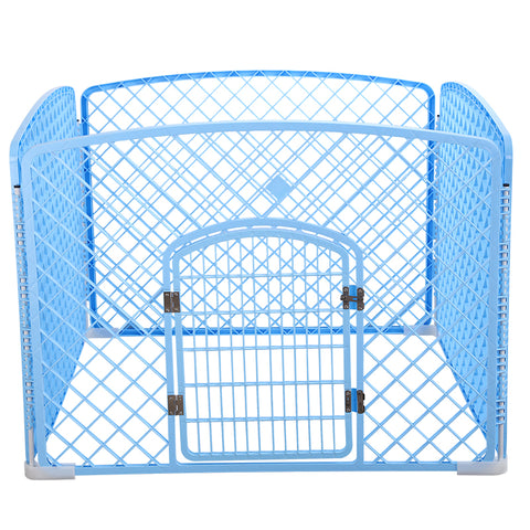 YES4PETS 4 Panel Plastic Pet Pen Pet Foldable Fence Dog Fence Enclosure With Gate Blue