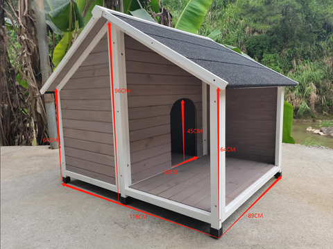 YES4PETS L Timber Pet Dog Kennel House Puppy Wooden Timber Cabin 130x105x100cm Grey