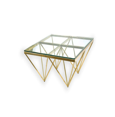 Pinnacle Gold Side Table - Clear Glass