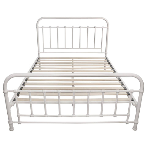 Metallica Queen Bed Size Metal Frame Platform Mattress Base - White