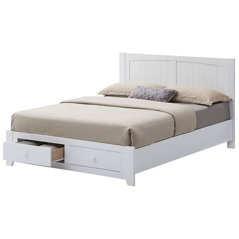 Wisteria Bed Frame Queen Size Mattress Base Storage Drawer Timber Wood - White