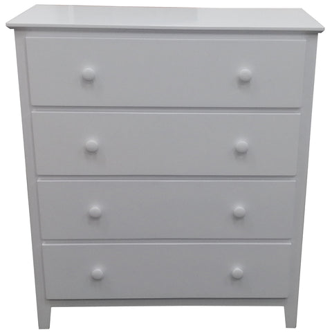 Wisteria Tallboy 4 Chest of Drawers Solid Rubber Wood Bed Storage Cabinet -White