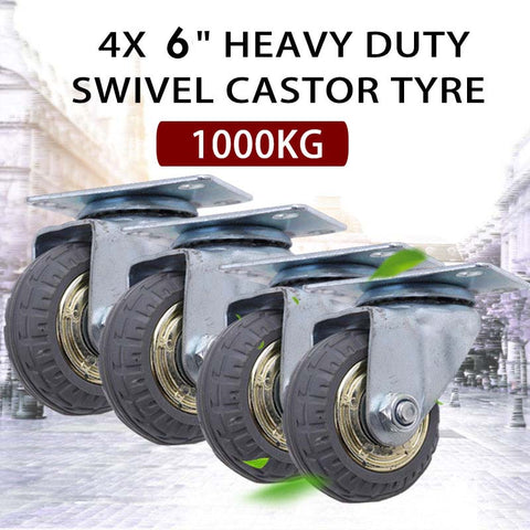 4x 6" 150mm Heavy Duty Industrial Swivel Caster Wheels Castor 1000KG Trolley