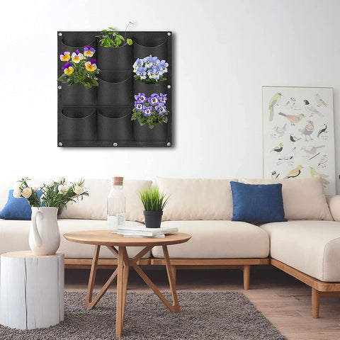 9 Pockets Wall Hanging Planter Planting Grow Bag Vertical Garden Vegetable Flower Black