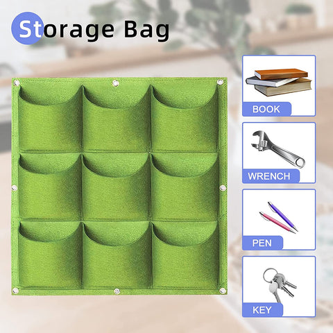 9 Pockets Wall Hanging Planter Planting Grow Bag Vertical Garden Vegetable Flower Green