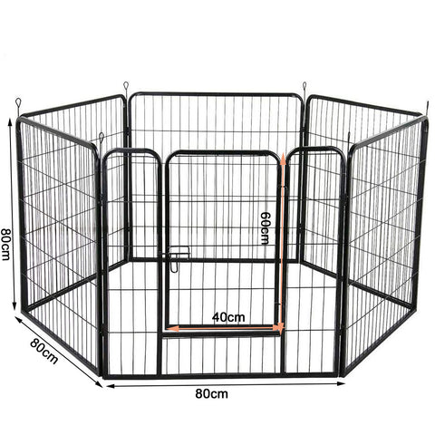 6 Panel Pet Dog Cat Bunny Puppy Play pen Playpen 80x80cm Exercise Cage Dog Panel Fence