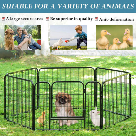 6 Panel Pet Dog Cat Bunny Puppy Play pen Playpen 80x80cm Exercise Cage Dog Panel Fence