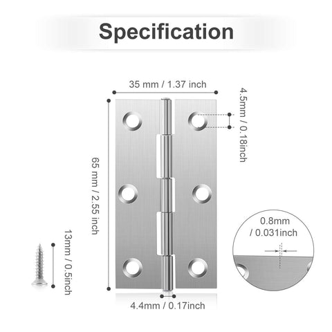 Pack of 20 Hinge 3 Inch Stainless Steel Door Hinges Cabinet Door Hinges Furniture