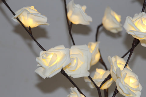 1 Set of 50cm H 20 LED White Rose Tree Branch Stem Fairy Light Wedding Event Party Function Table Vase Centrepiece Decoration