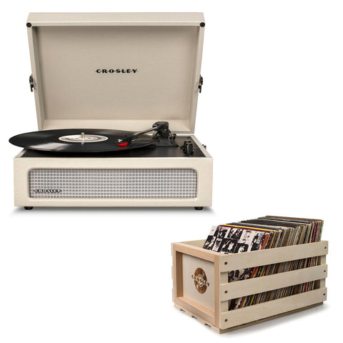 Crosley Voyager Dune - Bluetooth Portable Turntable  & Record Storage Crate