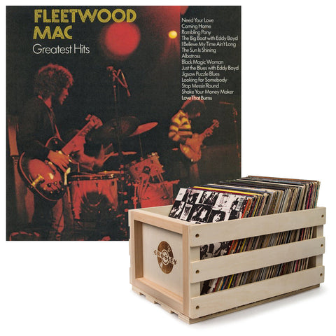 Crosley Record Storage Crate Fleetwood Mac Greatest Hits Vinyl Album Bundle