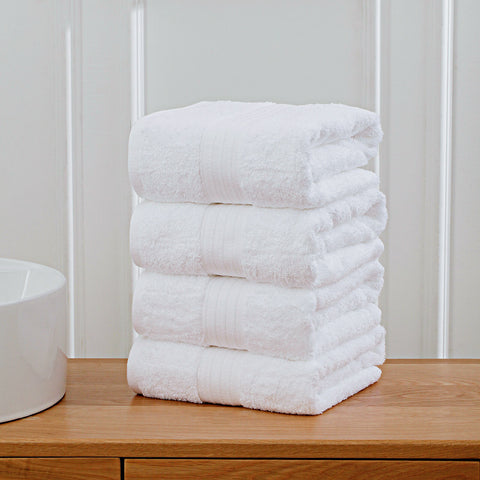 Linenland 4 Piece Cotton Bath Towels Set - White