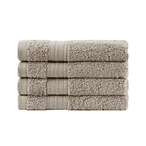 Linenland Bath Towel Set - 4 Piece Cotton Washcloths - Sandstone