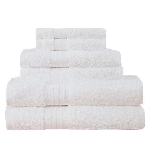 Luxury 6 Piece Soft and Absorbent Cotton Bath Towel Set - White