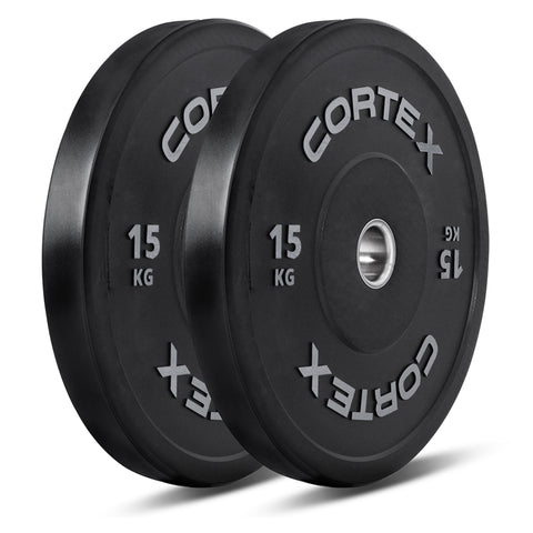 CORTEX 15kg Black Series V2 50mm Rubber Olympic Bumper Plate (Pair)