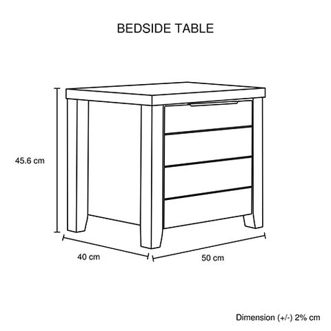 4 Pieces Bedroom Suite Natural Wood Like MDF Structure King Size Oak Colour Bed, Bedside Table & Dresser