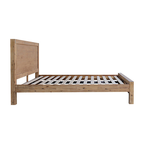 Bed Frame Double Size in Solid Wood Veneered Acacia Bedroom Timber Slat in Oak