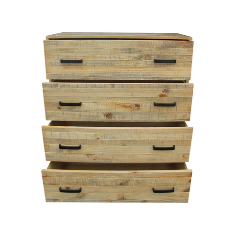 Tallboy with 4 Storage Drawers in Wooden Light Brown Colour