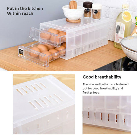 2 Tiers Double Layer 24 Grids Egg Storage Box Tray Kitchen Refrigerator Containe