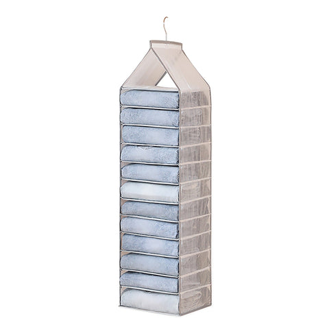 6-12 Large Grids Wardrobe Clothes Organizer Hanging Wardrobe Pants Storage Bag (12 Grids)