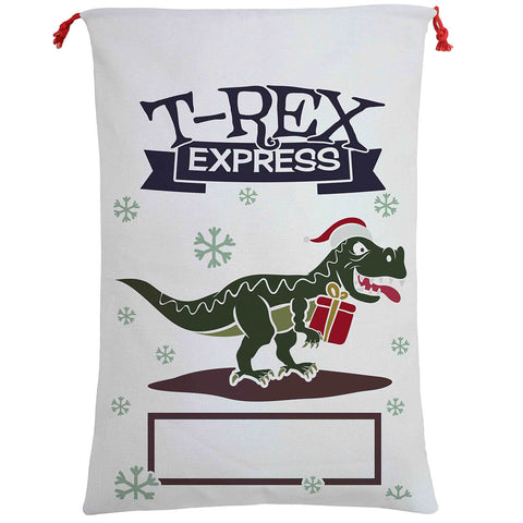 Large Christmas XMAS Hessian Santa Sack Stocking Bag Reindeer Children Gifts Bag, Cream - T-Rex Express