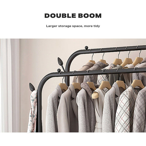 Double Clothes Rack Steel Garment Coat Hanger Stand Closet Shoes Storage Shelf