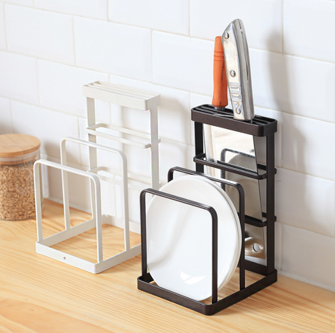 Knife & Chopping Board Shelf Stand Black