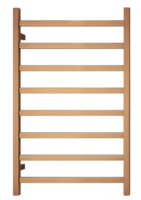 Premium Polished Rose Gold Heated Towel Rack - 8 Bars, Square Design, AU Standard, 1000x620mm Wide