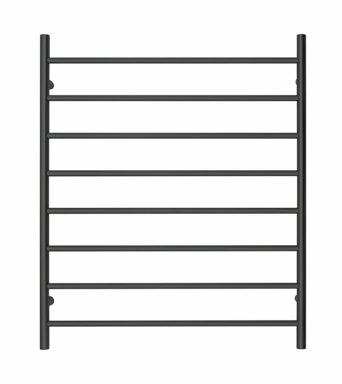 Premium Matte Black Heated Towel Rack - 8 Bars, Round Design, AU Standard, 1000x850mm Wide