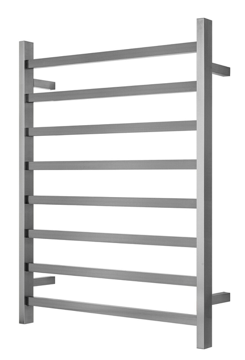 Premium Brushed Nickel Heated Towel Rack - 8 Bars, Square Design, AU Standard, 1000x850mm Wide