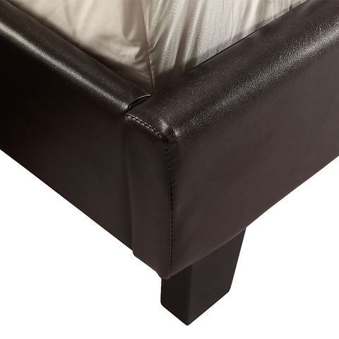 Queen PU Leather Bed Frame Brown