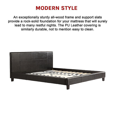 King PU Leather Bed Frame Black