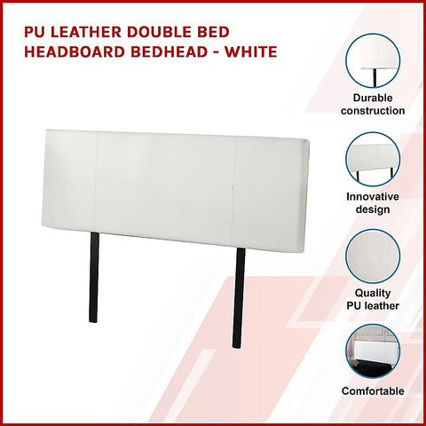 PU Leather Double Bed Headboard Bedhead - White