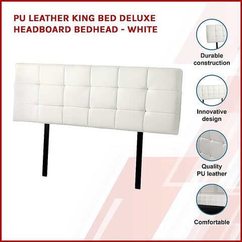 PU Leather King Bed Deluxe Headboard Bedhead - White