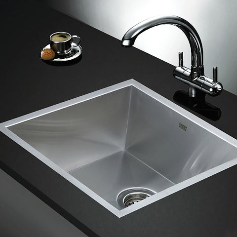 440x440mm Handmade Stainless Steel Undermount / Topmount Kitchen Laundry Sink with Waste