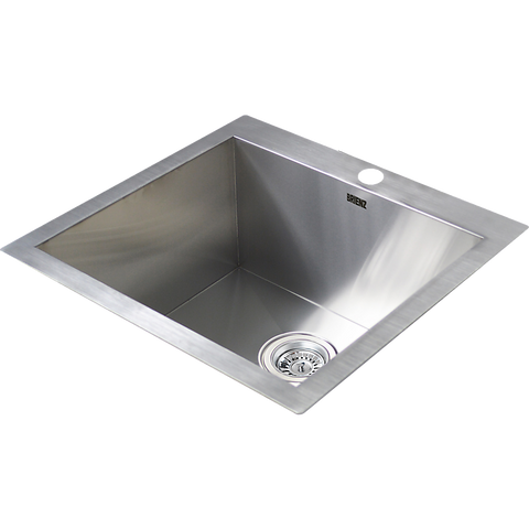 530x505mm Handmade Stainless Steel Topmount Kitchen Laundry Sink with Waste