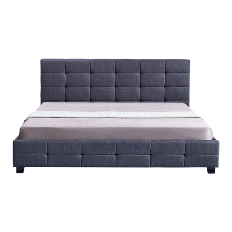 Linen Fabric King Deluxe Bed Frame Grey