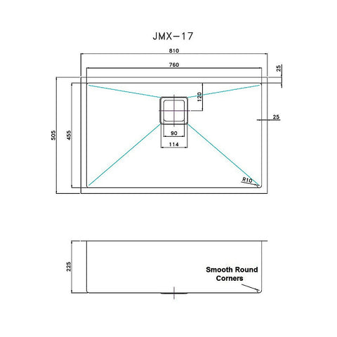 810x505mm Handmade 1.5mm Stainless Steel Undermount / Topmount Kitchen Sink with Square Waste