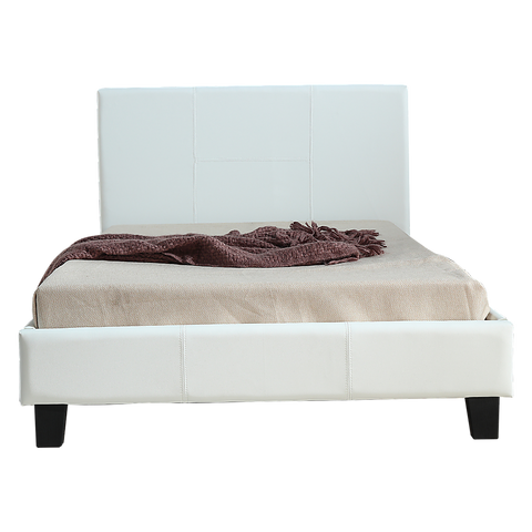 King Single PU Leather Bed Frame White